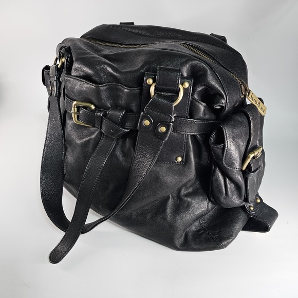 Kooba Black Hobo Shoulder Bag Satchel Slouchy Purse Handbag Soft Leather Buckle - Picture 1 of 13